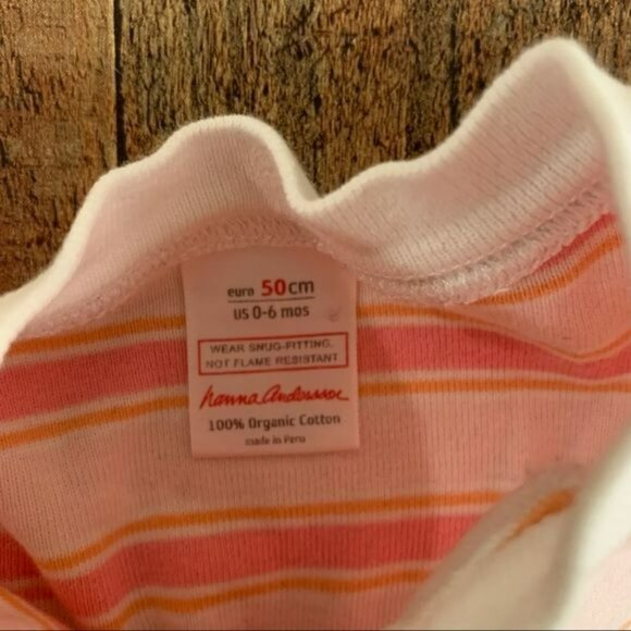 Hanna Andersson Pink And Orange Striped One Piece Pajamas 0-6 Mo - Picture 2 of 4